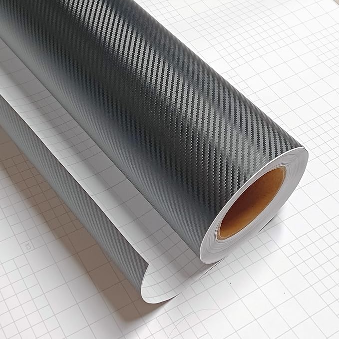 3D Carbon Fiber Film Twill Weave Vinyl Sheet Roll Wrap (60" X 60", Black)