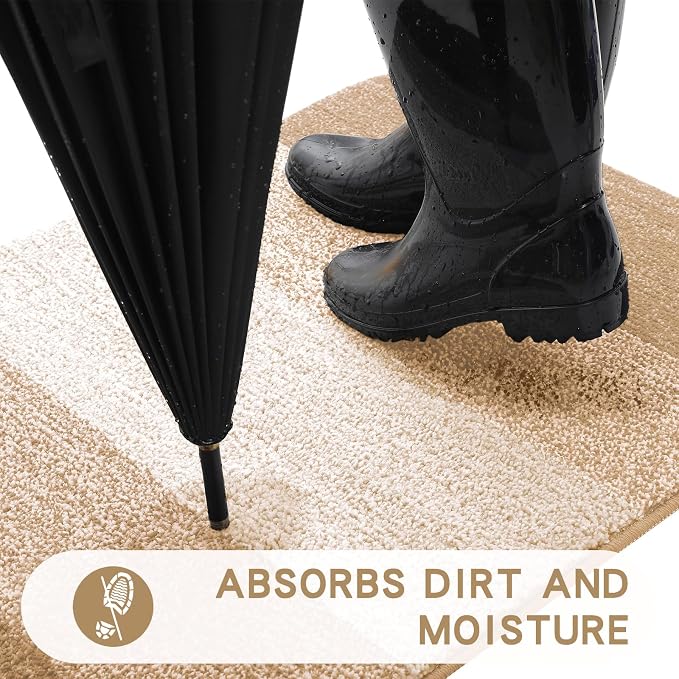 Kitinjoy Indoor Outdoor Door Mat, 54x32 Non-Slip Absorbent Dirt Trapper