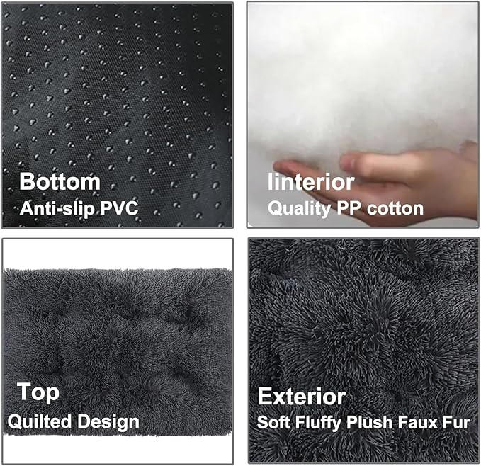 Dog Crate Mat, Dog Bed for Large Dogs, Comfy Fluffy Kennel Pad Anti-Slip for Dog beds & Furniture, Quilted Dog Bed for Pets for Medium/Small Dogs Cats (Color : Gray 1, Size : 30x21)