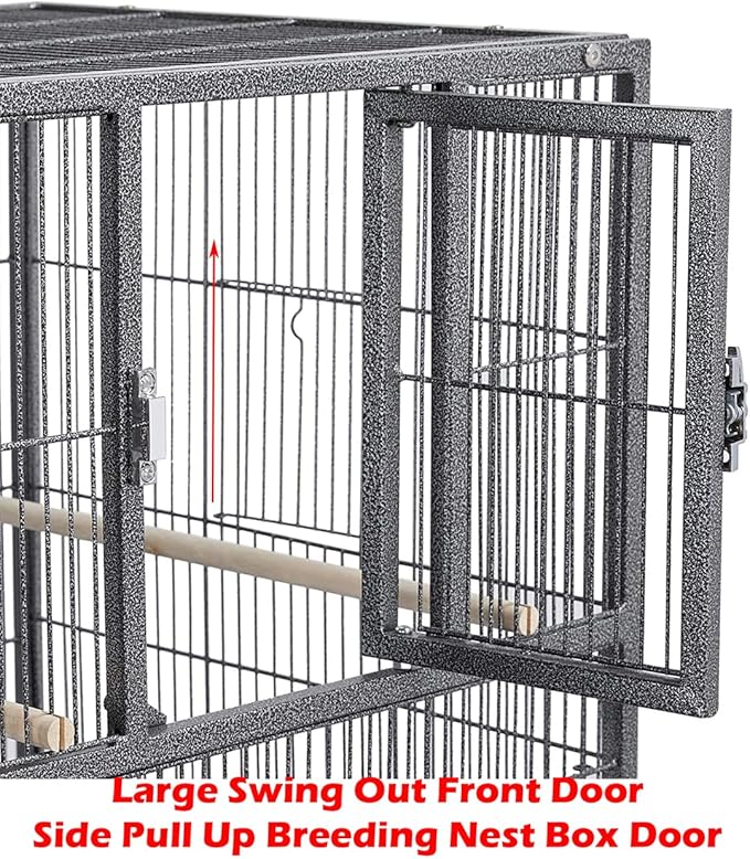 Combo Stacker Center Divided Breeder Breeding Bird Flight Double Rolling Cage for Aviaries Canaries Cockatiels Lovebirds Finches Budgies Small Parrots (BlackVein, One Stacker Without Stand)