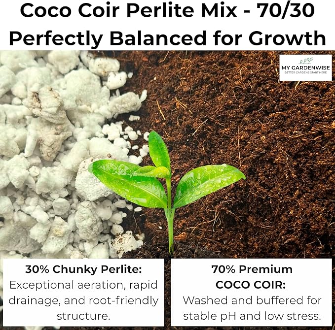 Coco Perlite - Coco Coir Perlite Mix - 70/30 Growing Media - Hydroponic, Indoor & Outdoor, Grow Bags & House Plants (20 quarts - 0.75 cu ft)