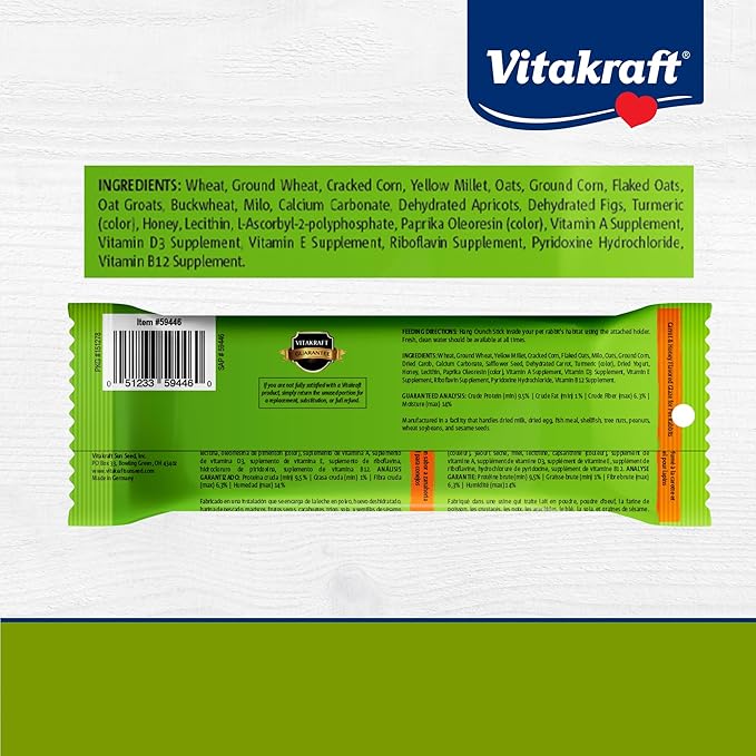 Vitakraft Crunch Sticks Rabbit Treat - Carrot and Honey - Rabbit Chew Sticks, 3 oz