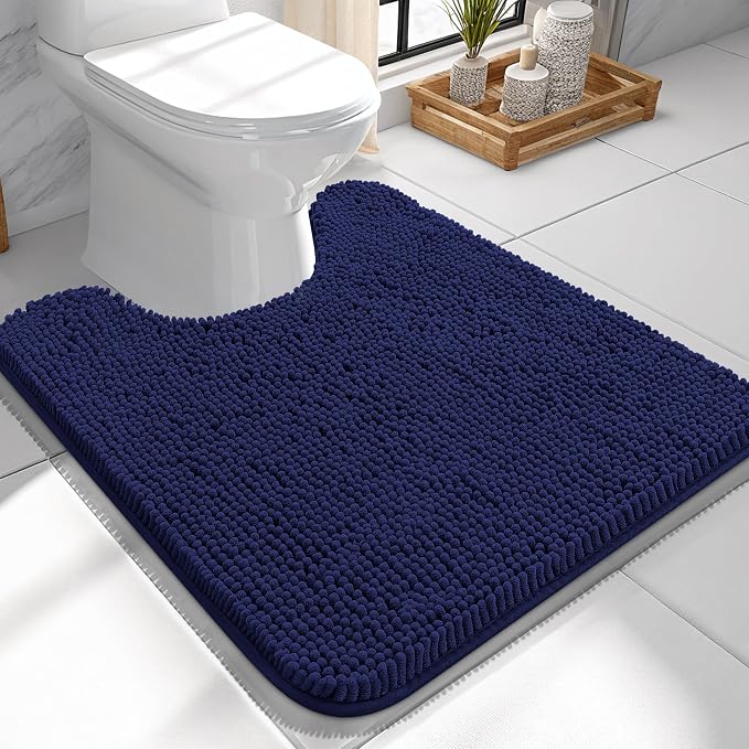 OLANLY Toilet Rugs U-Shaped 24x24, Extra Soft Absorbent Chenille Contour