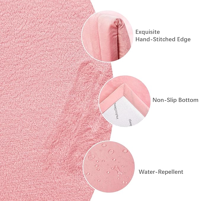 Baby Play Mat for Floor,1.3" Thick Elasti-Foam 50x50 Playpen Mat for Toddlers Infant Kids,Water-Repellent Soft Coral Velvet Tummy Time Mat,Non Slip Crawling Mat,Tatami Mat(Pink)