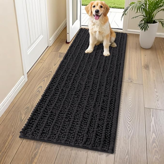 Smiry Dog Door Mat for Muddy Paws 59x24, Absorbent Dirt Trapper, Non-Slip
