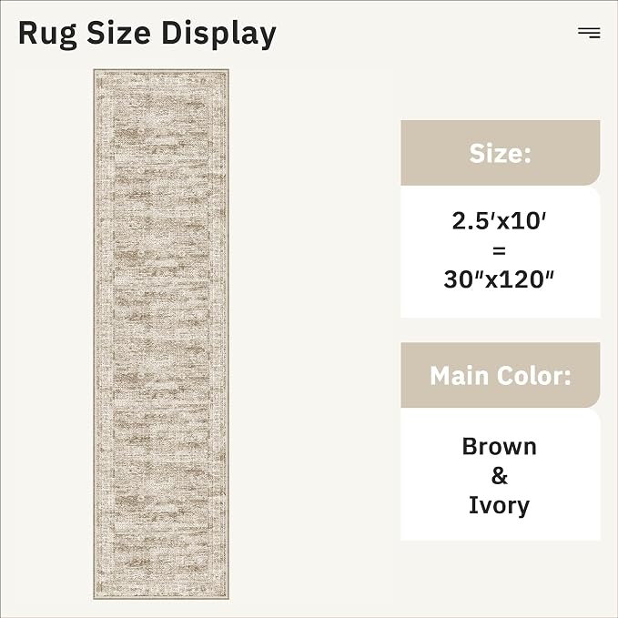 Runner Rug 2'6" x 10' Washable Non-Slip Runner Rugs