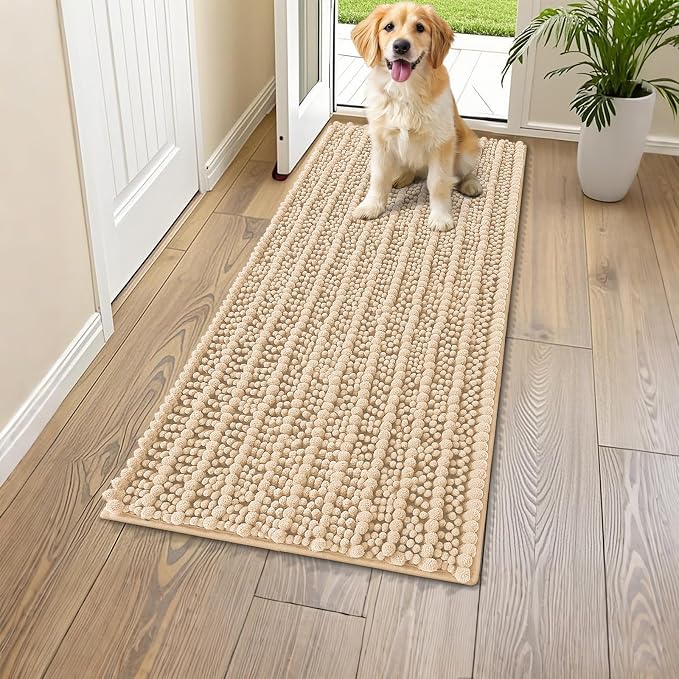 Smiry Dog Door Mat for Muddy Paws 47x24, Absorbent Dirt Trapper, Non-Slip