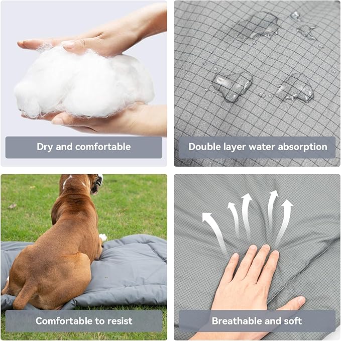 Kitgo Dog Bed for Camping and Outdoor Travel, Waterproof Dog Bed Travel Accessories, Rollable Portable Pet Mat Travel Bed for Dog, Waterproof and Washable (35.43x23.62in)