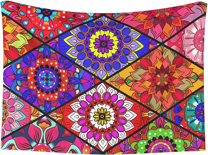 Colorful Boho Throw Blanket - Mexican Flowers Blanket Floral Bohemian Pet Blankets 23x16 for Dog Cat