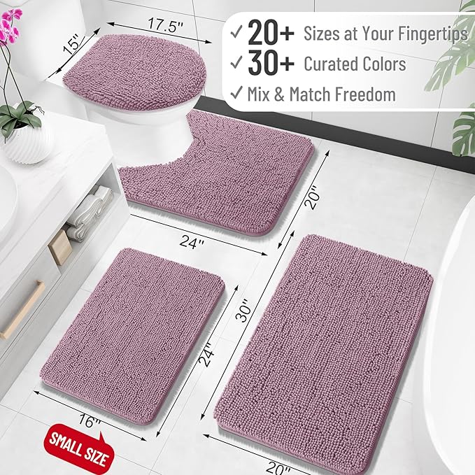 OLANLY Toilet Rugs U-Shaped 20x20, Extra Soft Absorbent Chenille Contour