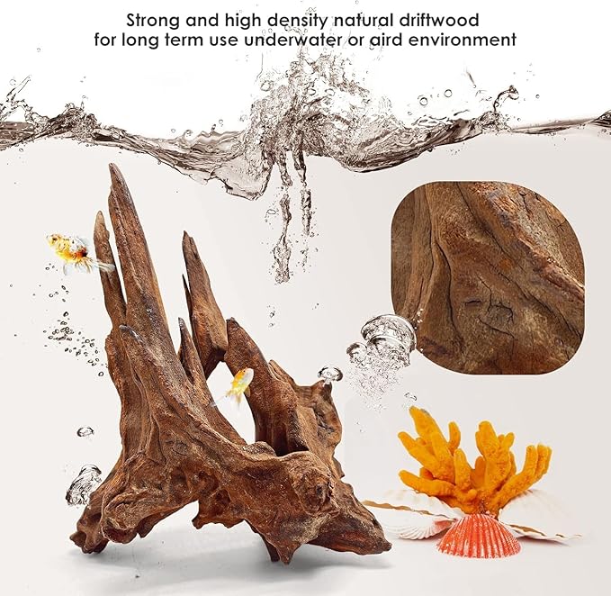 Jorewood Natural Small Aquarium Driftwood for Fish Tanks & Reptile Terrariums – Safe Fish Tank Decorations, Unique Twisted Branches 10-Piece 2-4 Inch Low Tannin, Easy to Sink