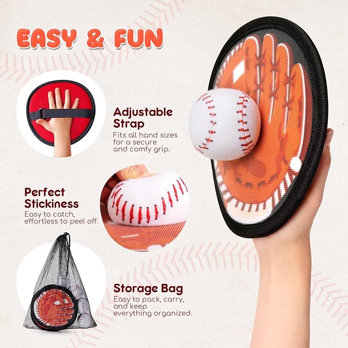 Toss and Catch Ball Set - Ultra Soft & Safe Toddler Baseball Gloves Designed for Pain-Free - Kids Games Toys Indoor Outdoor - Great for Yard Beach Pool - Gift for Boys Girls 2-4 5-7 8-10 Years