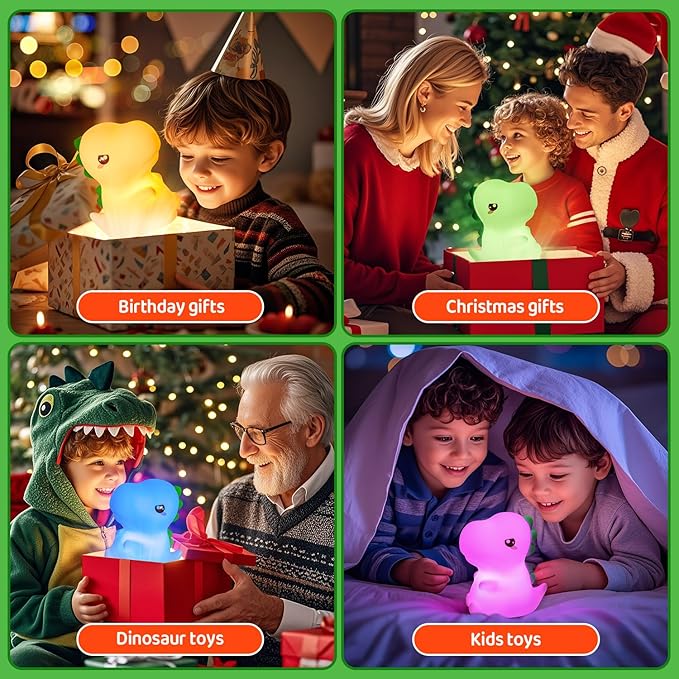 One Fire Dinosaurs Night Lamp, Remote 16 Colors Baby Night Lights for Nursery,Dimmable Dinosaur Lights for Bedroom Decor,Rechargeable Night Light for Baby Nursery,Silicone Dinosaur Gifts for Boys Toys