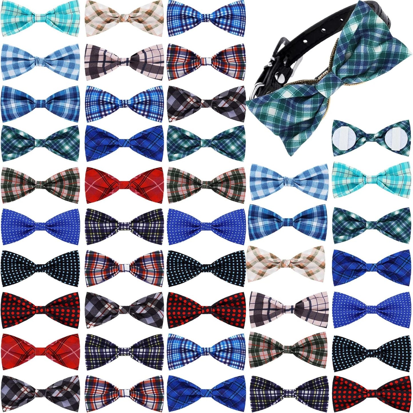 16 Pieces Dog Bow Ties Slide Hawaiian Styles Dog Collar Attachment Bows with Rubber Bands Dog Bow Ties for Large Dogs Spring Summer Grooming Independence Day(Classic Style)