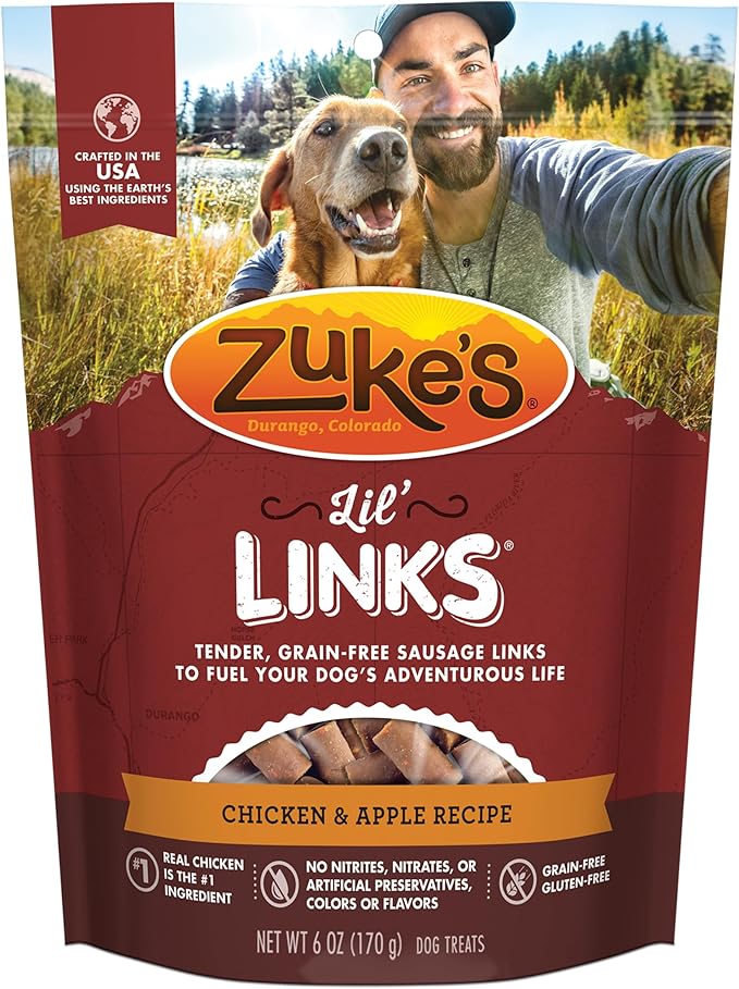 Zuke’s Lil’ Links Dog Treats for Dogs of All Sizes, Snacking Sausage Treats for Dogs, Pet Treats made with Real Chicken & Apple, 6 oz. Resealable Pouch - 6 oz. Bag