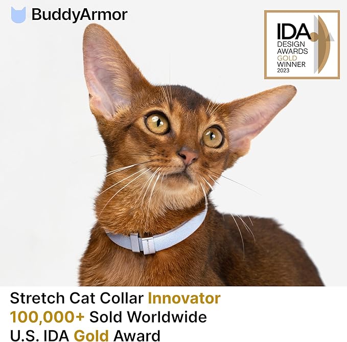 Safety Cat Collar Pro - U.S. IDA Gold Awarding Design, Elastic Quick Release Cat Collar with Buckle Non Breakaway - Lightweight for Kitten All Small Large Cats (Blush Pink, M 7.9-15.7")