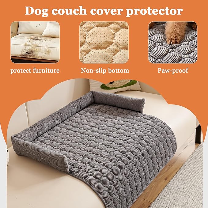 Dog Couch Bed Non Slip Dog Couch Cover Washable Non-Slip Pet Protector for Dogs & Cats, Soft Washable Dog Sofa Bed for Couch Sofa Chair & Bed