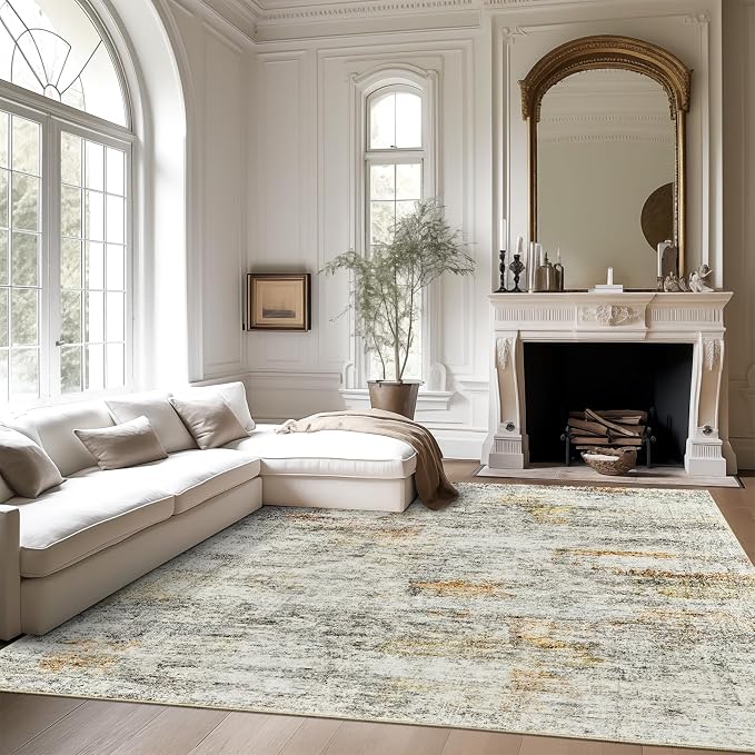 Soalmost 10x14 Area Rugs for Living Room, Non Slip Machine Washable Vintage Rugs