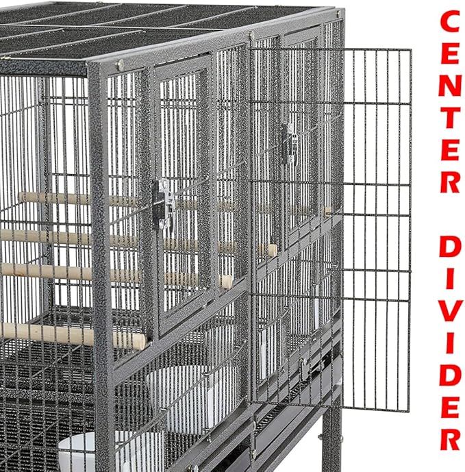 Combo Stacker Center Divided Breeder Breeding Bird Flight Double Rolling Cage for Aviaries Canaries Cockatiels Lovebirds Finches Budgies Small Parrots (BlackVein, One Stacker Without Stand)
