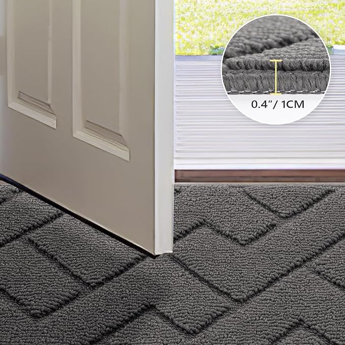 hicorfe Dirt Trapper Indoor Doormat, Non Slip Backing Washable Door Mats