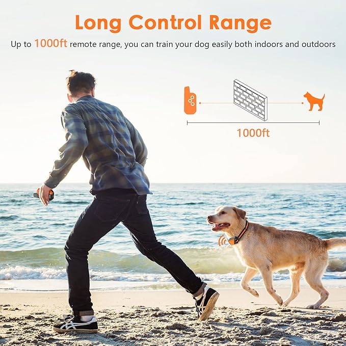 Shock Collar for Dogs, IP67 Waterproof Dog Training Collar with Remote, 3 Training Modes with Beep, Vibration, and Safe Static, Rechargeable for Large Medium