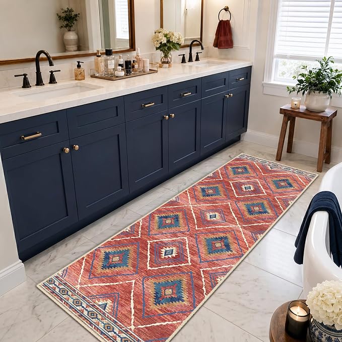 BESTSWEETIE Area Rug 2x10 Rug Machine Washable Non-Slip Low Pile Print Pattern