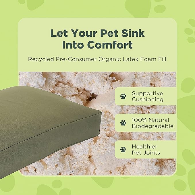 Large - 42 x 28 x 5 - Blueberry Premium Organic Hemp Dog Bed - Organic Latex Fill - Removeable Cover