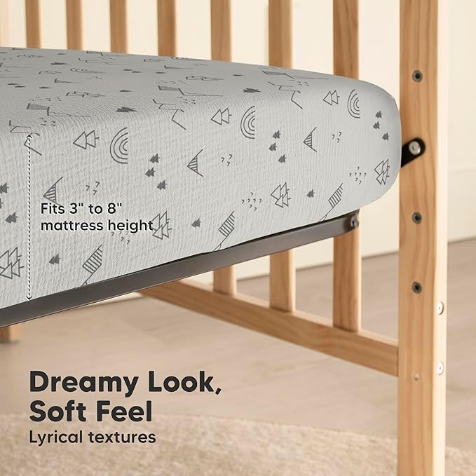 KeaBabies 2-Pack Muslin Crib Sheets for Boys, Girls - 100% Organic Cotton Fitted Baby Crib Mattress Sheet, Soft Breathable Standard Toddler Bed Cover Bedding Set, Neutral, Durable 52x28 (Woodland)