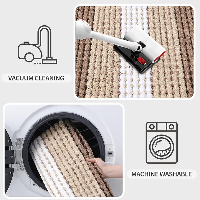 Kitinjoy Indoor Outdoor Door Mat, 59x36 Non-Slip Absorbent Dirt Trapper