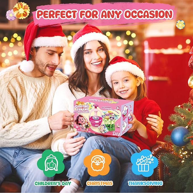 Einailvk Fabric Flower Bouquets Toys, DIY Flower Making Kit for Kids 3 4 5 6 7 8 9 10 11 12 Year Old Girl Birthday Christmas Gift, Art and Crafts Kit Toys for Girls 4-6 6-8 8-12 Year Old (RED)