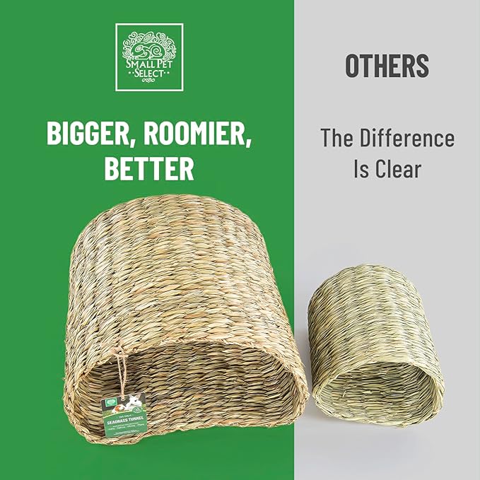 Small Pet Select - Jumbo - Tiny Paws Seagrass Tunnel for Rabbits, Guinea Pigs, and Other Small Animals