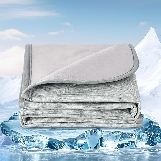 Premium Dog Cooling Blanket,Ultra-Soft & Lightweight Reversible Throw for Dogs,Washable Pet Throw Blanket with Q-MAX>0.4 for Summer,Couch Protector & Dog Bed Cover & Reusable & Built-in Strap 40x60