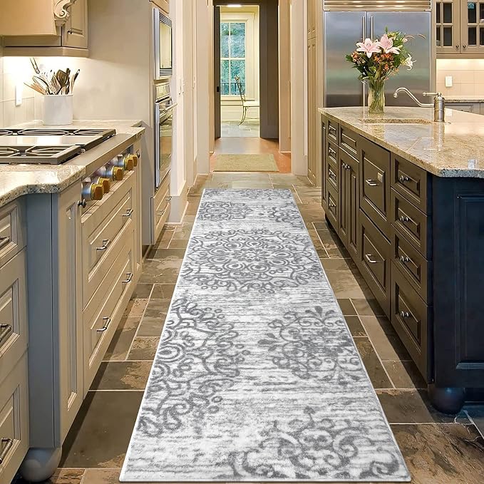 HEBE Hallway Runner Rug 2'x8' Washable Vintage Distressed Area Rugs Non Slip