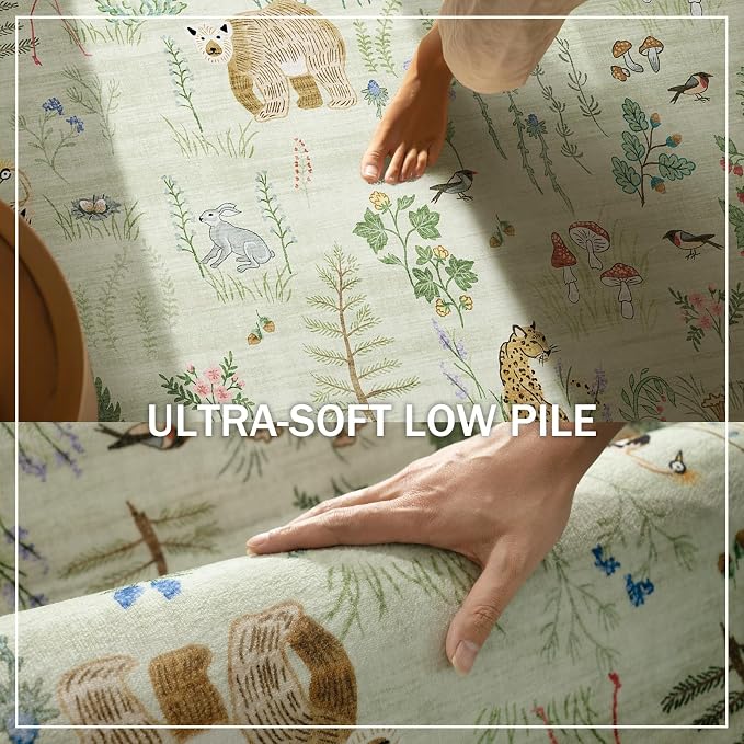 4x4 Round Bedroom Rug Washable: Living Room Rug Stain Resistant Non Slip Low
