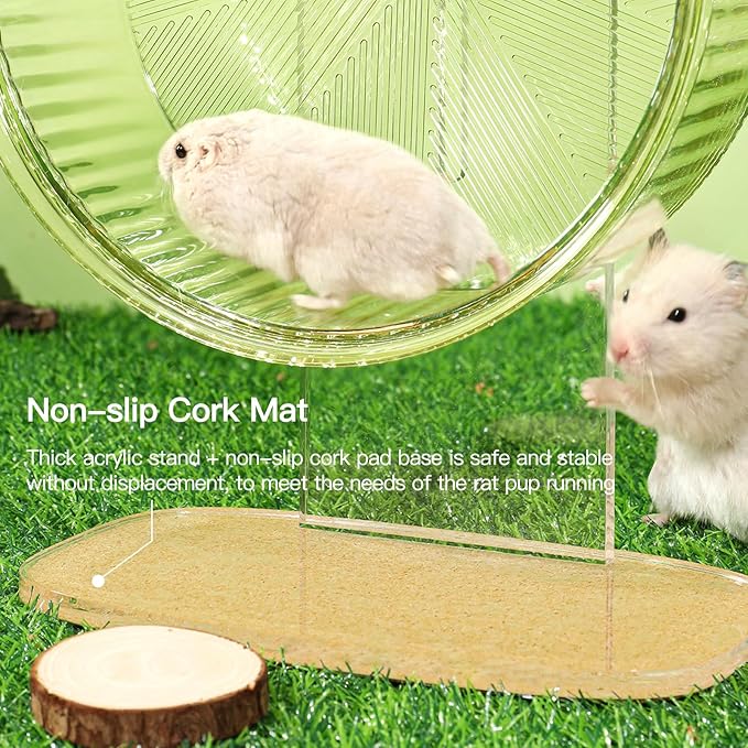 Super-Silent Hamster Exercise Wheel: Silent Spin Toys Hamster Running Wheels with Height Adjustable Stand for Hamsters Gerbils Mice Or Other Small Animals -6.5inch Yellow