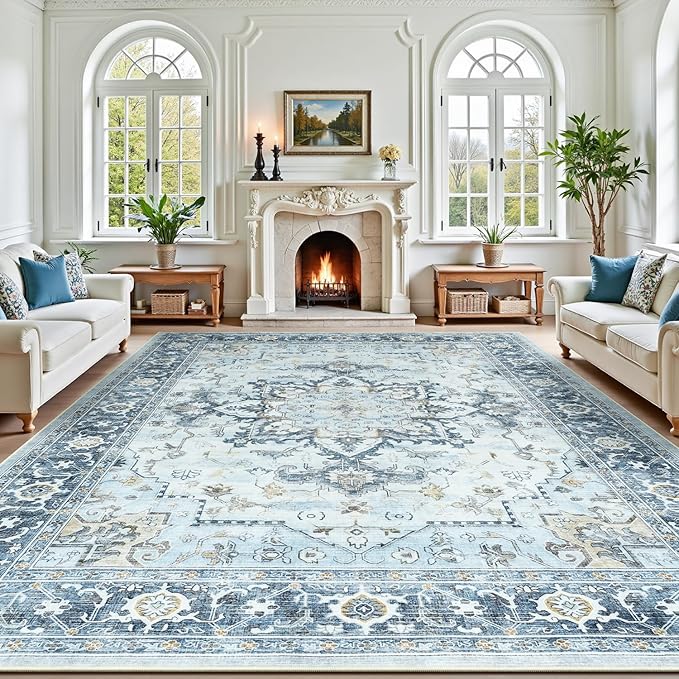 Lofus 9x12 Area Rugs for Living Room, Machine Washable Non-Slip Area Rug