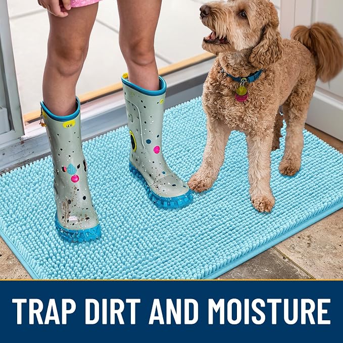 Smiry Dog Door Mat for Muddy Paws 36x24, Absorbent Dirt Trapper, Non-Slip