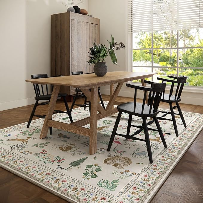 6x9 Area Rugs for Living Room: Washable Bedroom Rug Stain Resistant Non Slip