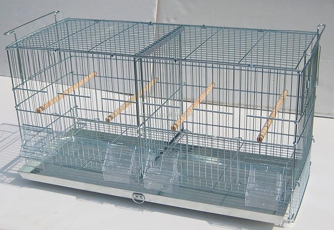 LOT of NO Rust Stainless Galvanized Zinc Plated Stackable Breeder Bird Flight Cage with Removable Center Divider and Breeding Nest Doors 30"x11"x15"H with Rolling Stand