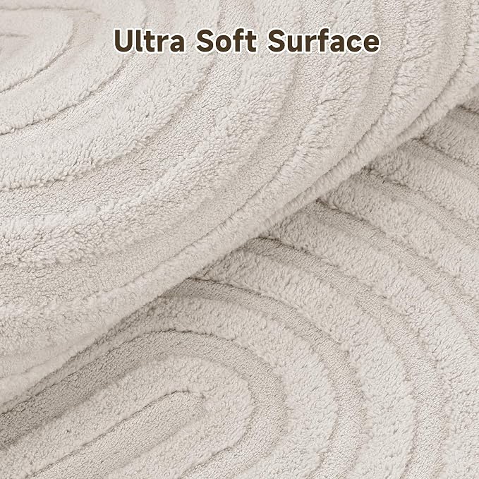 Pauwer 3x8 Washable Area Rugs for Living Room Modern Beige Solid Color Soft