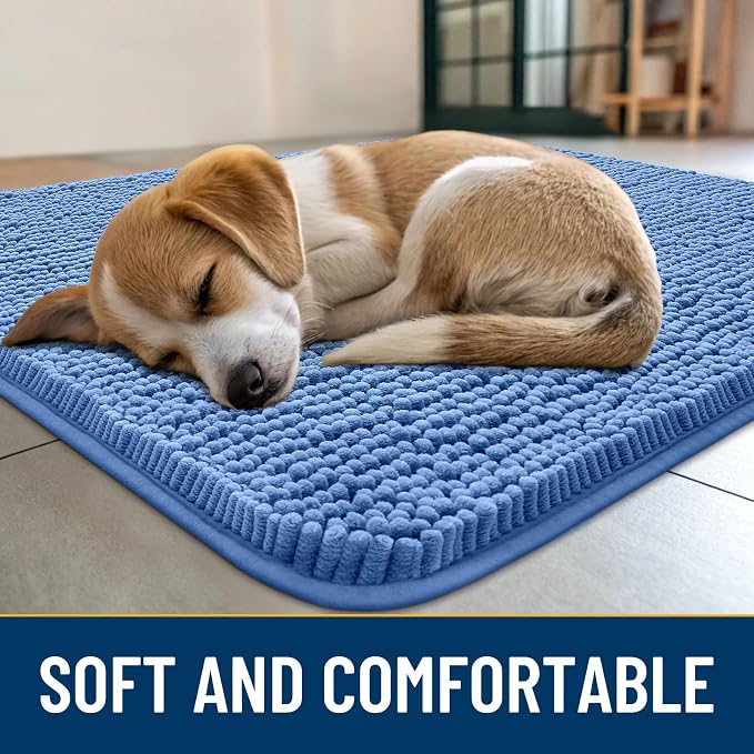 Smiry Dog Door Mat for Muddy Paws 30x20, Absorbent Dirt Trapper, Non-Slip