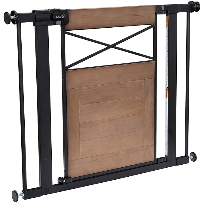 Safety 1st Adjustable Baby Gate for Doorways, Modern Farmhouse Style Gates for Pets, Toddlers, Babies, Children, Wood