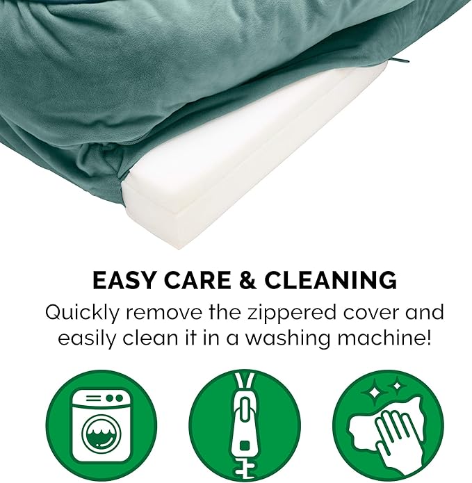 Furhaven Orthopedic Dog Bed for Large Dogs w/ Removable Bolsters & Washable Cover, For Dogs Up to 125 lbs - Plush & Velvet Waves Perfect Comfort Sofa - Celadon Green, Jumbo Plus/XXL