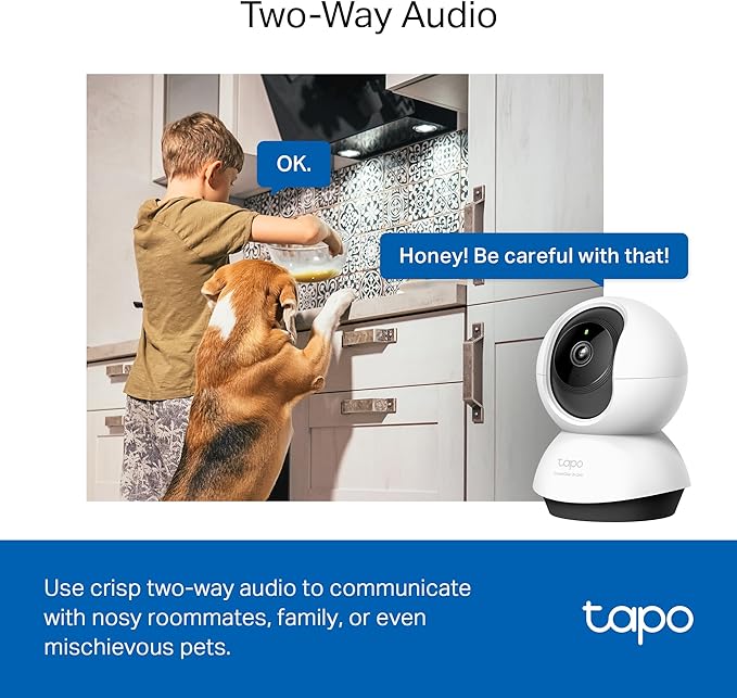 TP-Link Tapo 2K QHD Pan/Tilt Security Camera for Pet Camera, Baby Monitor, Motion Detection, Motion Tracking, 2-Way Audio, Night Vision, Cloud &SD Card Storage, Works w/Alexa & Google Home(Tapo C220)