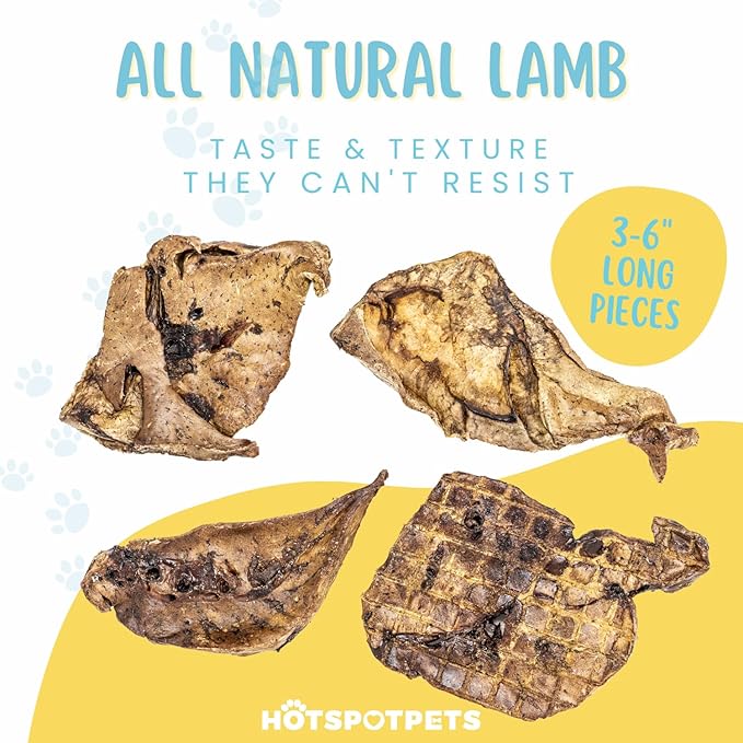 Hotspot Pets Premium Raw Dehydrated Single Ingredient Lamb Lung Dog Treats - 1lb Big Bag All-Natural, Made in USA - High Protein, Low Fat - A Rawhide Alternative for All Dogs
