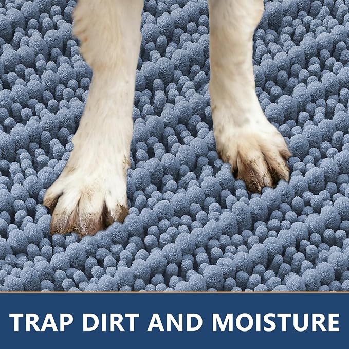 Smiry Dog Door Mat for Muddy Paws 47x20, Absorbent Dirt Trapper, Non-Slip