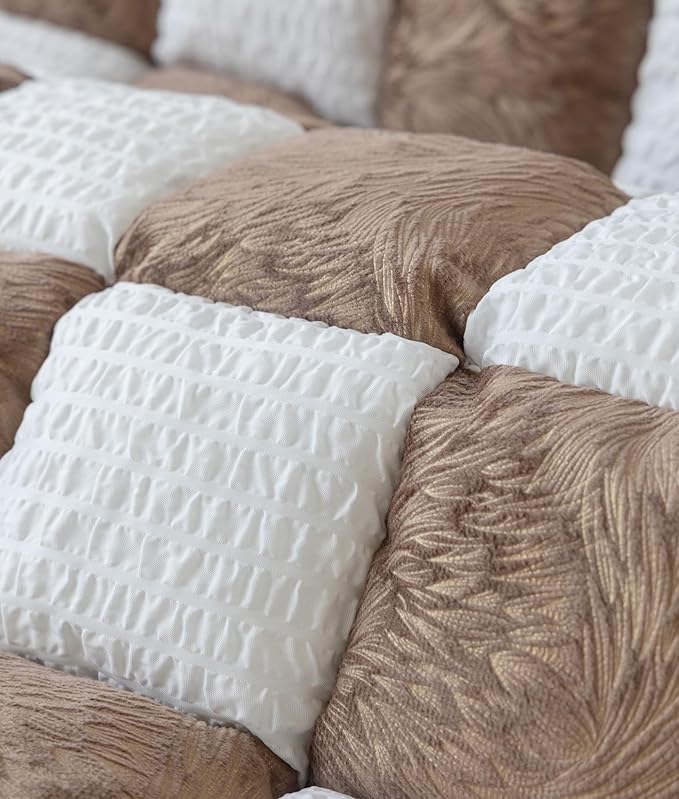 Dog Couch Cover for Washable, Non-Slip Plaid Square Sofa Cushion Protector, Soft, and Multi-Functional Pet Friendly Sofa Cover for Cats Dogs (27.6 x 82.7 inch, DarkCoffee)
