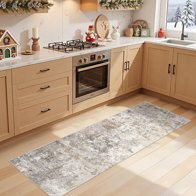 UERMEI 2x6 Washable Runner Rug for Hallway, Non Slip Low Pile Kitchen Carpet