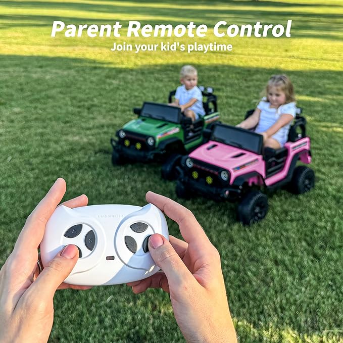 4WD Kids Ride on Car Truck, 12V 7Ah Kids Electric Vehicles Car Ride on Toy for Toddlers with Remote Control - Light Pink