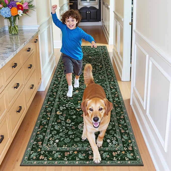 HEBE Washable Hallway Runner Rug 2'x 6' Non Slip Kitchen Rugs Runner, Low Pile